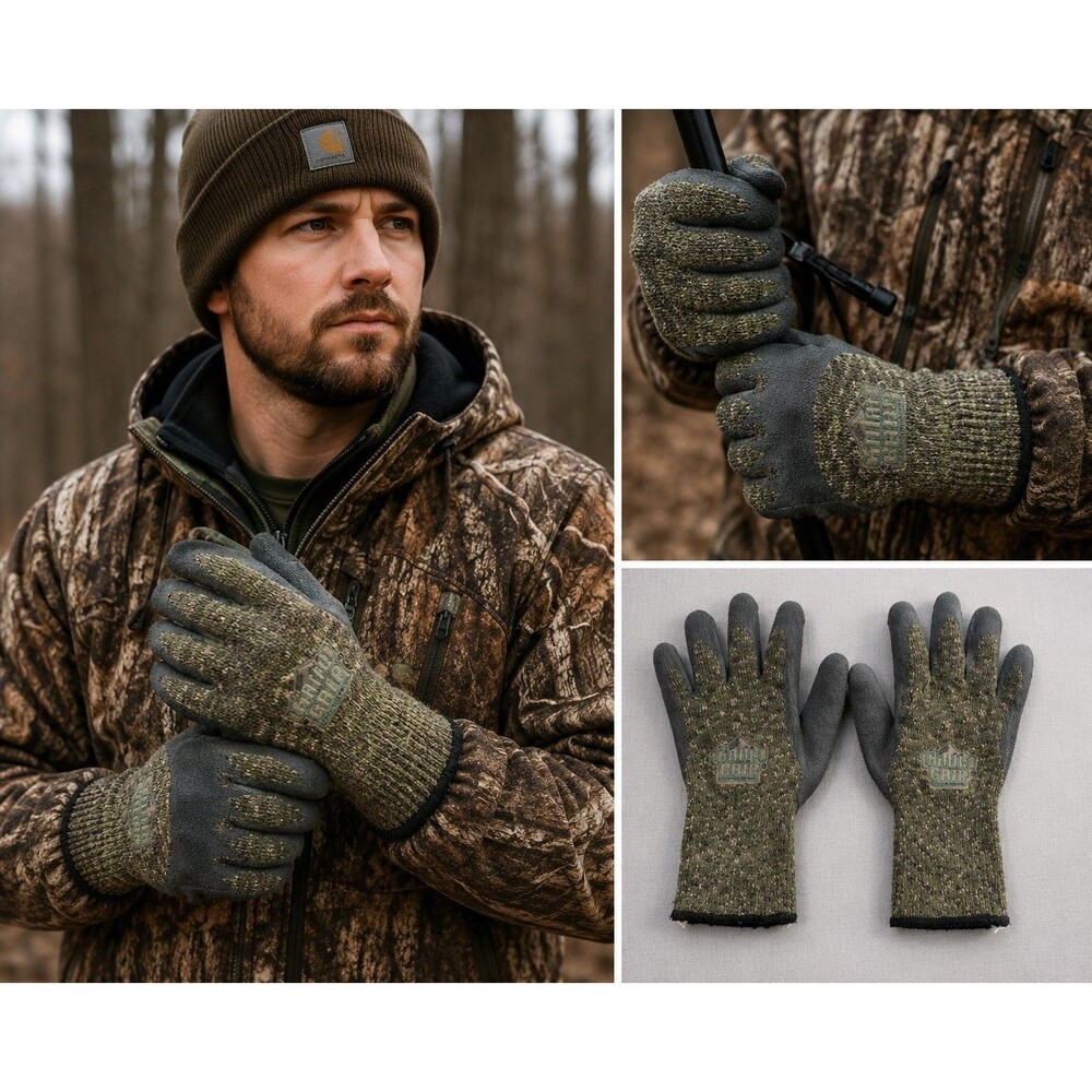 Chilly Grip Thermal Rubber Coated Work Gloves Green Knit Outdoor Gardening Work